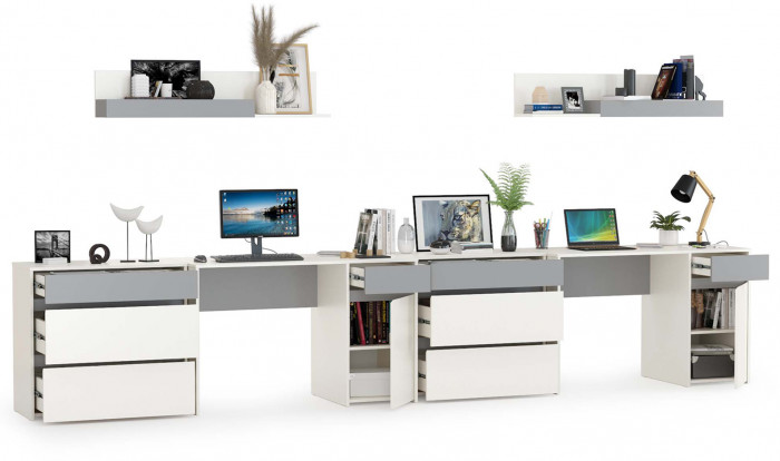 Торонто Компоновка № 13, цвет белый шагрень/стальной серый, ШхГхВ 400х53,1х150 см., универсальная сборка