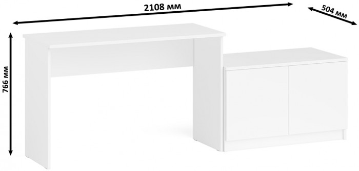 Мори письменный стол МСП1200.1 + Тумба МА900.1, белый