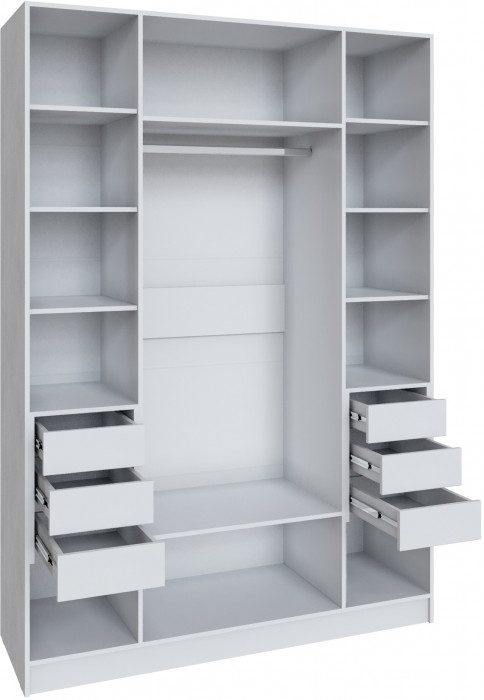 Шкаф Мадрид (1,6) с 6 ящ. внутри без зеркала, Белый/Ателье светлое