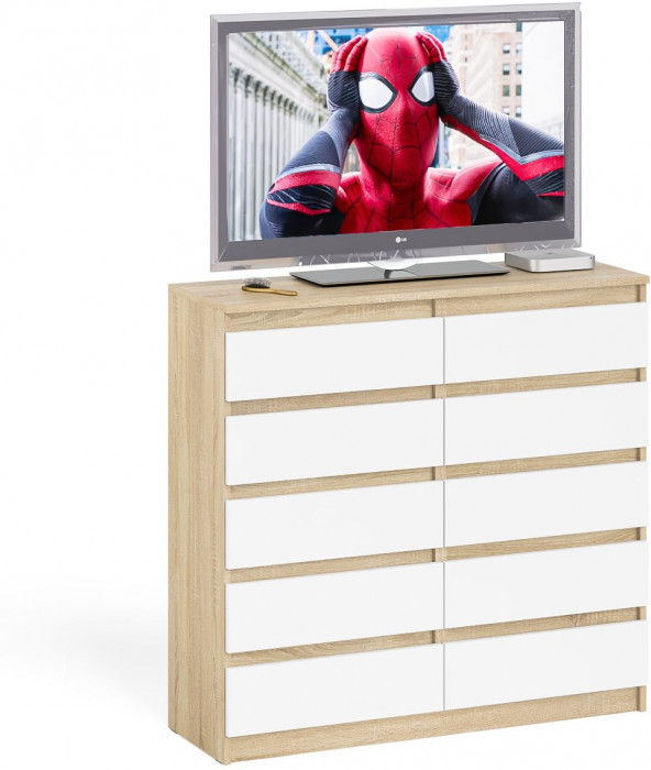 Мори Комод МК1200.10, цвет дуб сонома/белый, ШхГхВ 120,4х41х115 см.