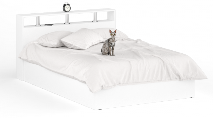 Камелия Кровать 1400, цвет белый, ШхГхВ 143,5х217х78,2 см., сп.м. 1400х2000 мм., без матраса, основание есть