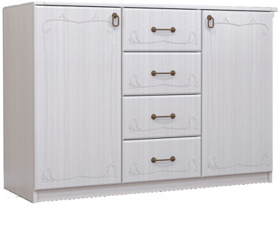 Кэт-6 бодега/сандал Комод 2-ств./Ящики (Бодега белая / Сандал)