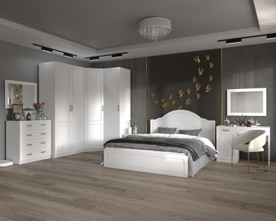 Модульная спальня Апполия, набор 1, Белый/Белый дуб