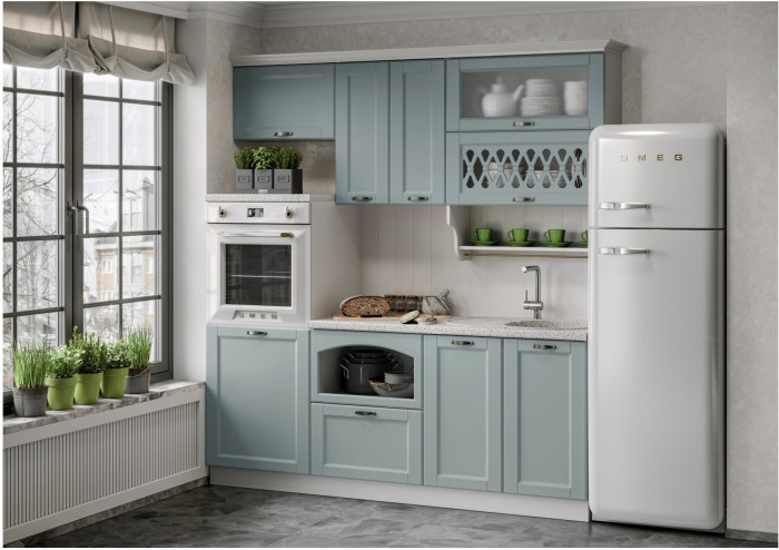 Кухня МДФ 2000 Милано Компоновка №3 (Белый)