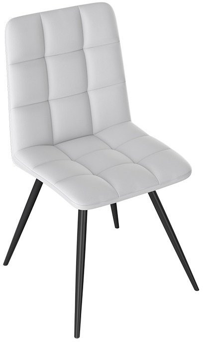 Бруно Стул (конус Т3) (Белый муар/Кожзам Серый)