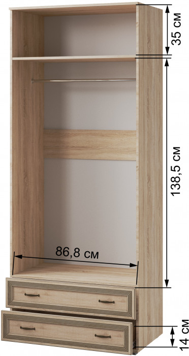 Ливорно Шкаф 2-х ств. с зеркалом ЛШ-23 дуб сонома