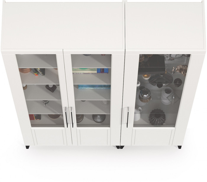 Валенсия Гостиная № 128, ЛДСП белый шагрень/МДФ белый шагрень