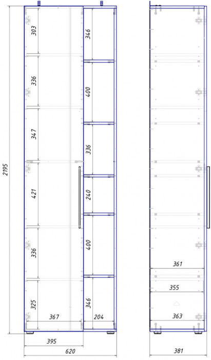 Эйр Гостиная 16.324.02 Шкаф, белый шагрень