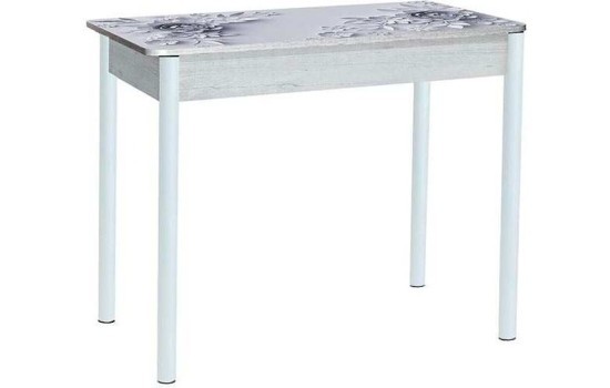 Нью йорк фотопечать стол обеденный раздвижной / цветы на сером/бетон белый/белый