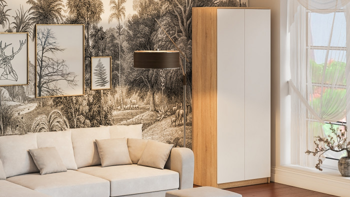 Мори Шкаф МШ800.1, цвет дуб сонома/белый, ШхГхВ 80,4х50,4х209,6 см.