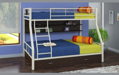 Двухъярусная кровать Гранада-1ПЯ, серый / Венге (ясень шимо темный, Черный)