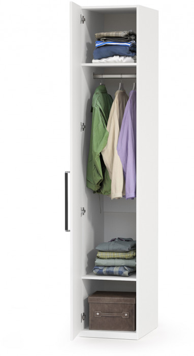 Валенсия Спальня 13.207 Шкаф-пенал, ЛДСП белый шагрень/МДФ белый шагрень