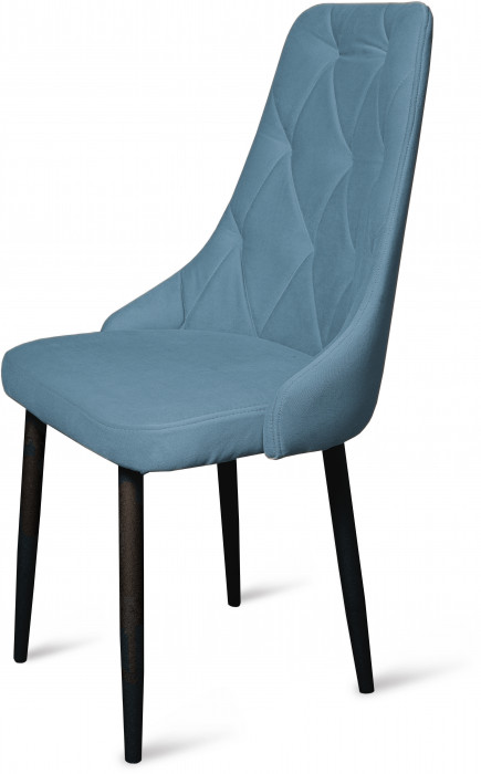 Стул "Граф" черный матовый Томми 21 серо-голубой