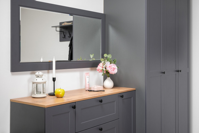 Остин Прихожая 04, серый графит/дуб крафт золотой