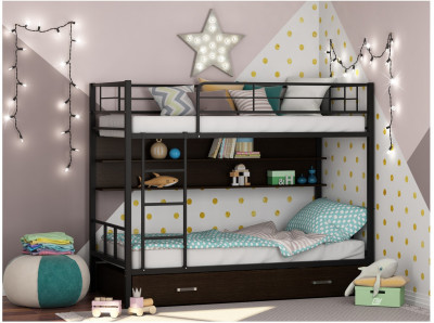 Двухъярусная кровать Севилья 2ПЯ (Черный, Дуб молочный)