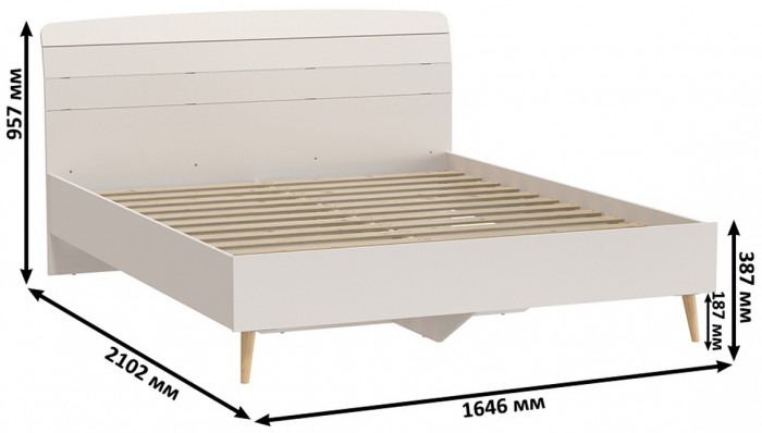 Афина Спальня 30-1600, цвет кашемир серый, сп.м. 1600х2000 мм., б/м, основание есть - фанера