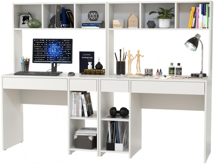 компьютерный стол Комфорт 12.77F + компьютерный стол Комфорт 12.77F, белый шагрень