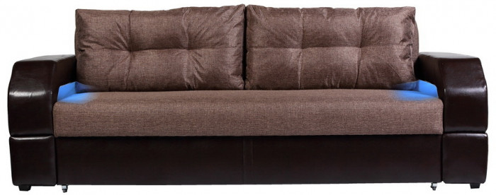 Диван-кровать Манчестер, еврокнижка, рогожка/экокожа, 160х195, коричневый