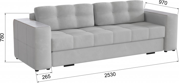 Диван раскладной Виконт, светло-серый/мдф холст белый