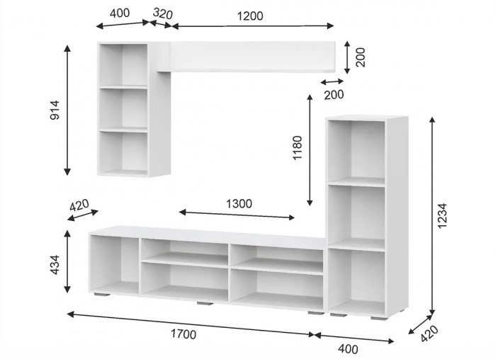 гостиная Аннели белый/глянец белый