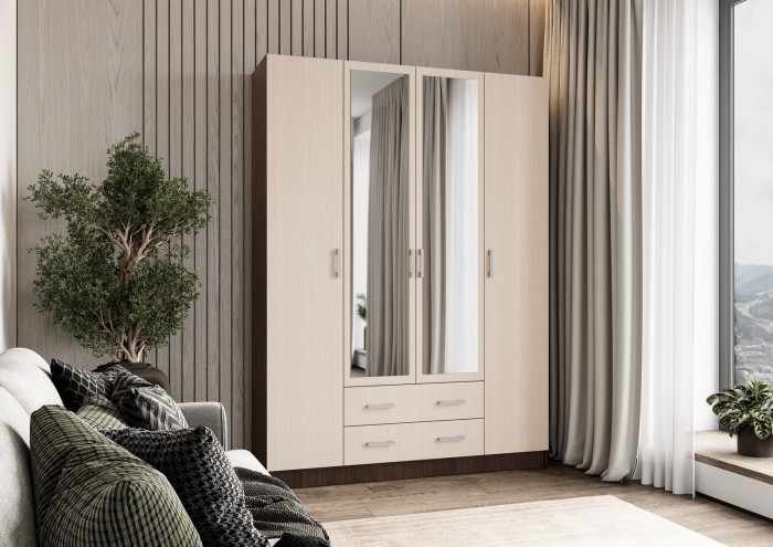 Квадро шкаф 4-х ств (1600*2200*500 мм) венге/дуб белфорд