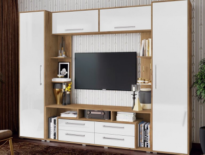 Гостиная Гармония Белый глянец холодный/дуб крафт