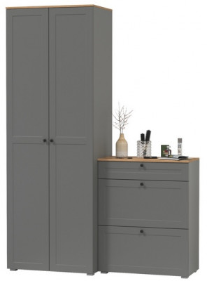 Остин Прихожая 05, серый графит/дуб крафт золотой