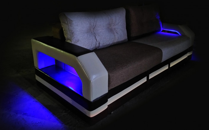 Диван-кровать Манчестер, еврокнижка, рогожка/экокожа, 160х195, комби