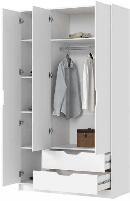 РУНА ШК 03 Шкаф 3-х створчатый Фасад БЕЛЫЙ/Корпус БЕЛЫЙ