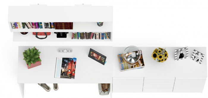 Мори письменный стол МСП1200.1 + Комод МК1200.3 + Полка 1200, белый