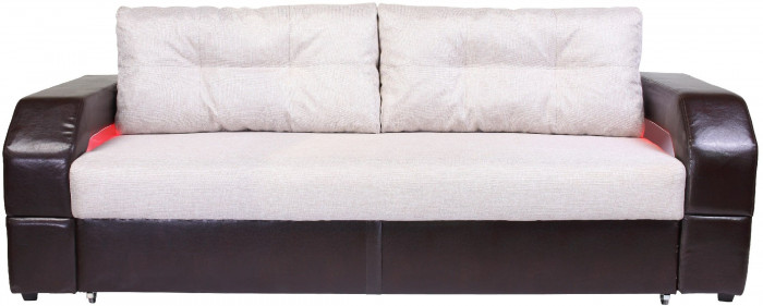 Диван-кровать Манчестер, еврокнижка, рогожка/экокожа, 160х195, бежевый