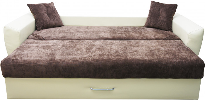 Диван-кровать Амстердам Люкс, 160х195, еврокнижка, пружинный блок, велюр/экокожа, бежевый