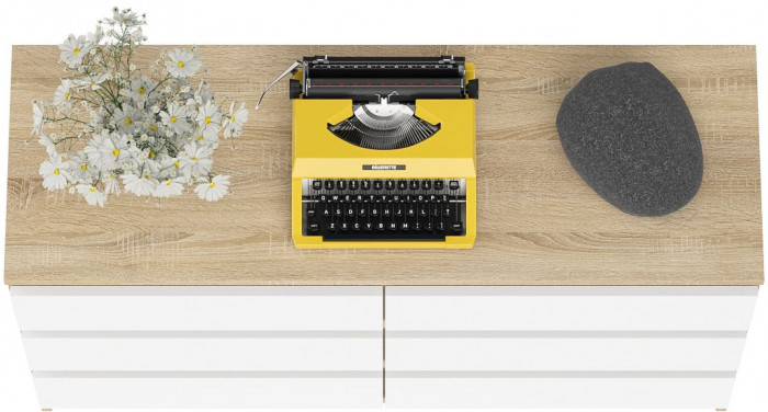 Мори Комод МК1200.6, дуб сонома/белый