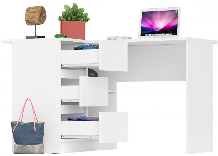 Мори компьютерный стол МС-16 левый, белый