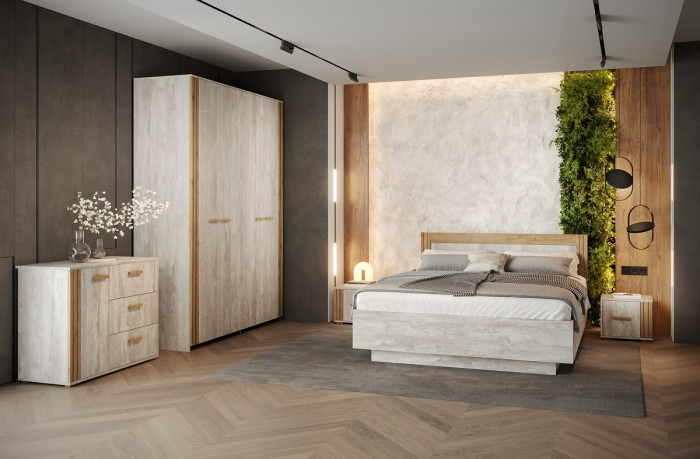 Тумба прикроватная (правое исп.) "Каен" - Ледяное дерево/Артизан