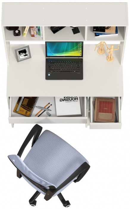 Стол компьютерный Комфорт 12.77F + кресло 103 серое, цвет белый шагрень, ШхГхВ 100х49,8х147 см., универсальная сборка