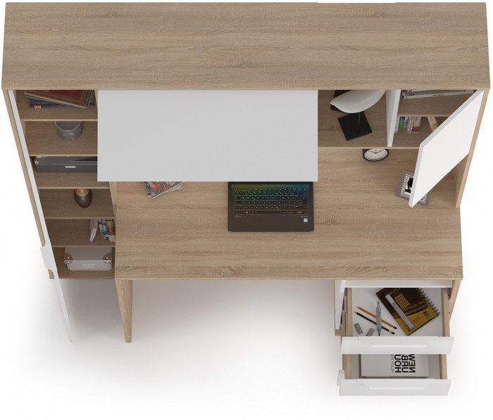 компьютерный стол Комфорт 12.95N, дуб сонома/белый