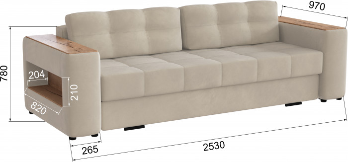 Диван раскладной Доро, бежевый/мдф дуб канадский