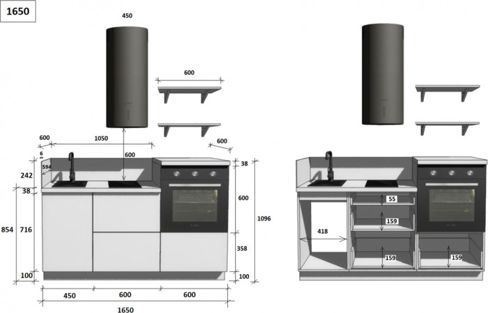 КГ 1650 ПВХ, Белый софт матовый Арника РМ в.3
