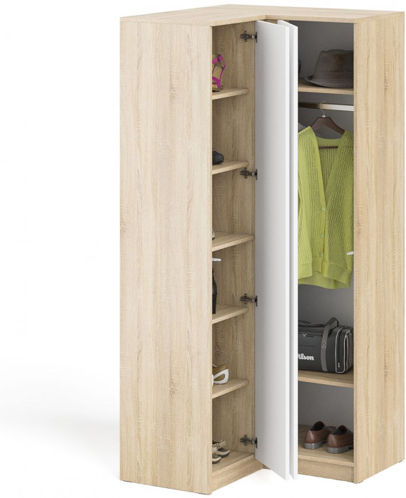 Мори угловой шкаф МШУ960.1, дуб сонома/белый