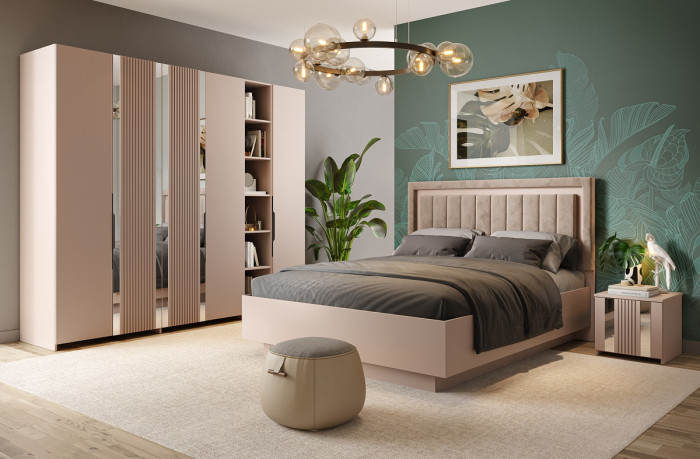 Кровать KING-SIZE 180х200 "Харди-1" с ПМ - Латте/Ирландский ликер