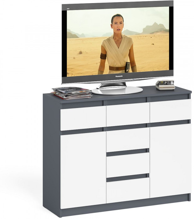 Мори Комод МК1200.4, цвет графит/белый, ШхГхВ 120,4х41х94 см.