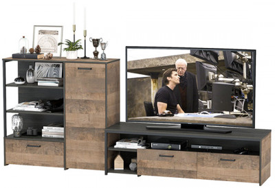 Трувор 13.70 Тумба под ТВ + 13.307.01 Комод, дуб гранж песочный/интра