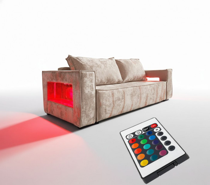 Диван-кровать Лофт Люкс Плюш с подсветкой, еврокнижка, пружинный блок, 140х195, бежевый