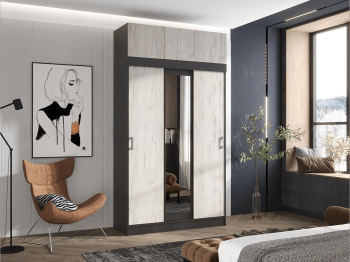 Бася Шкаф-купе с антресолью (Белый)