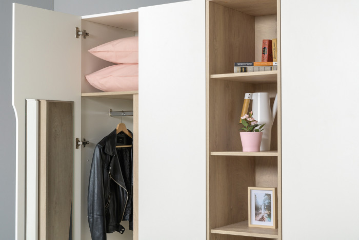 Муссон 13.198 Шкаф + 13.349 Стеллаж + 13.198 Шкаф, белый/дуб эндгрейн элегантный