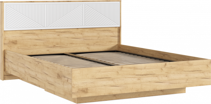 Сильвия Кровать парящая 1,6м (ортопед металл) с подсветкой Браш Вайт/Дуб Крафт, Дуб Крафт