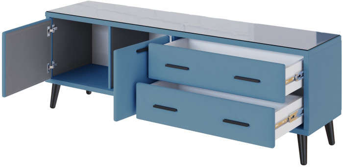 Тумба ТВ интерьерная Виго 1,6 светло-голубой