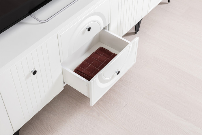 Валенсия Гостиная № 059, цвет ЛДСП белый шагрень/МДФ белый шагрень, ШхГхВ 217,2х38,3х225,2 см., универсальная сборка