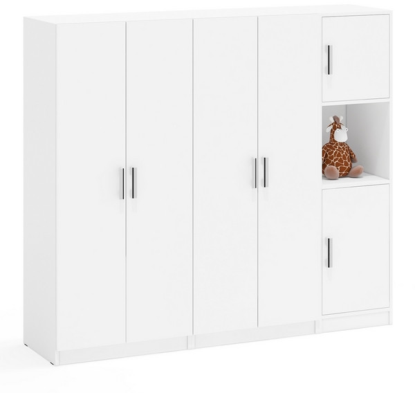 Шкаф С-МД-СК9Ш+Пенал С-МД-СК9П+Шкаф С-МД-СК9Ш, цвет белый шагрень, ШхГхВ 183х45х160 см., универсальная сборка